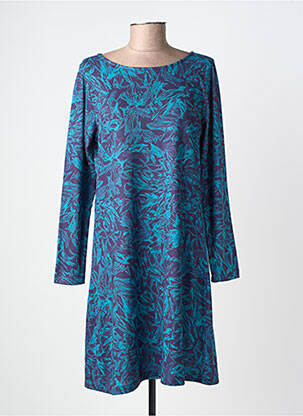 Robe mi-longue imprimé fantaisie manches longues bleu AGATHE & LOUISE femme