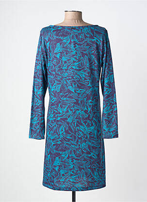 Robe mi-longue imprimé fantaisie manches longues bleu AGATHE & LOUISE femme