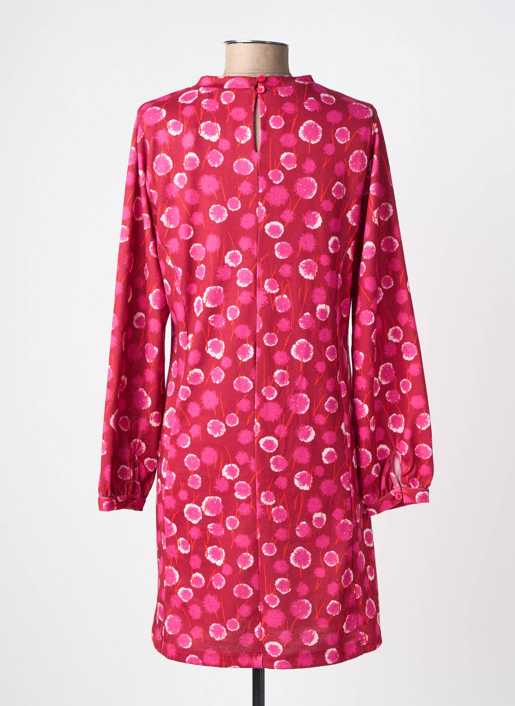 Robe mi-longue imprimé fantaisie manches longues rose AGATHE & LOUISE femme