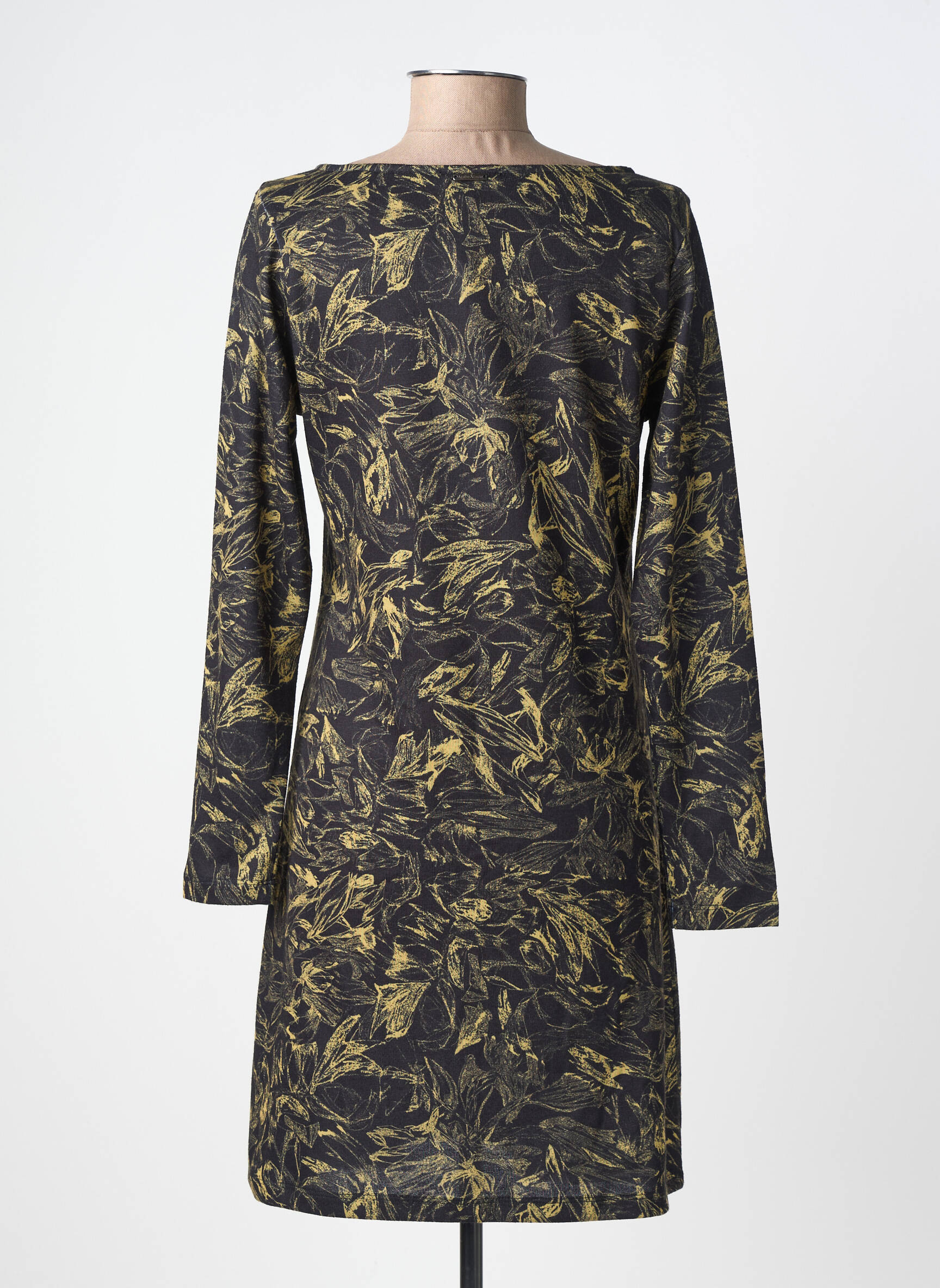 Robe mi-longue imprimé fantaisie manches longues noir AGATHE & LOUISE femme
