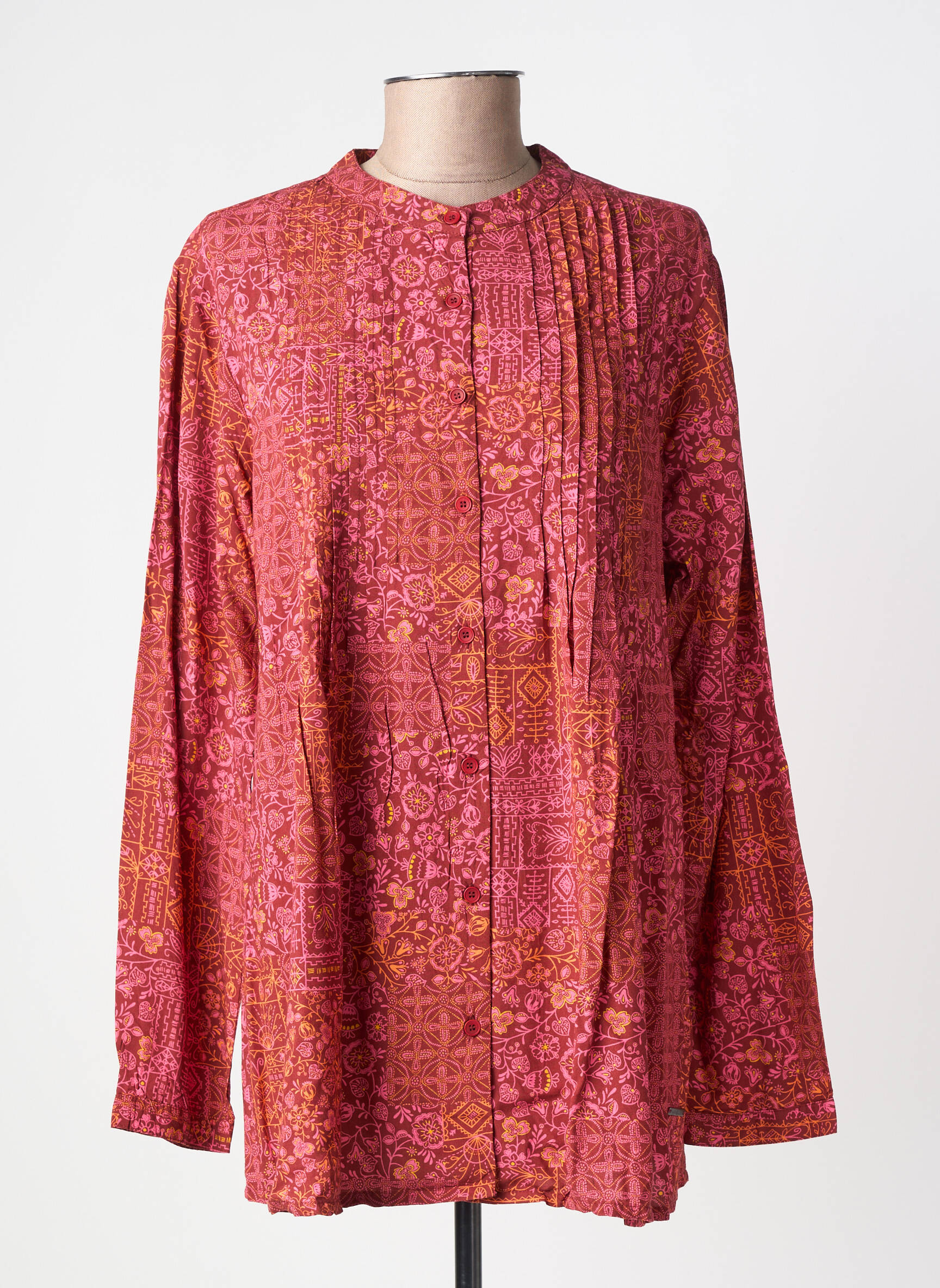 Blouse tissage popeline manches longues violet AGATHE & LOUISE femme