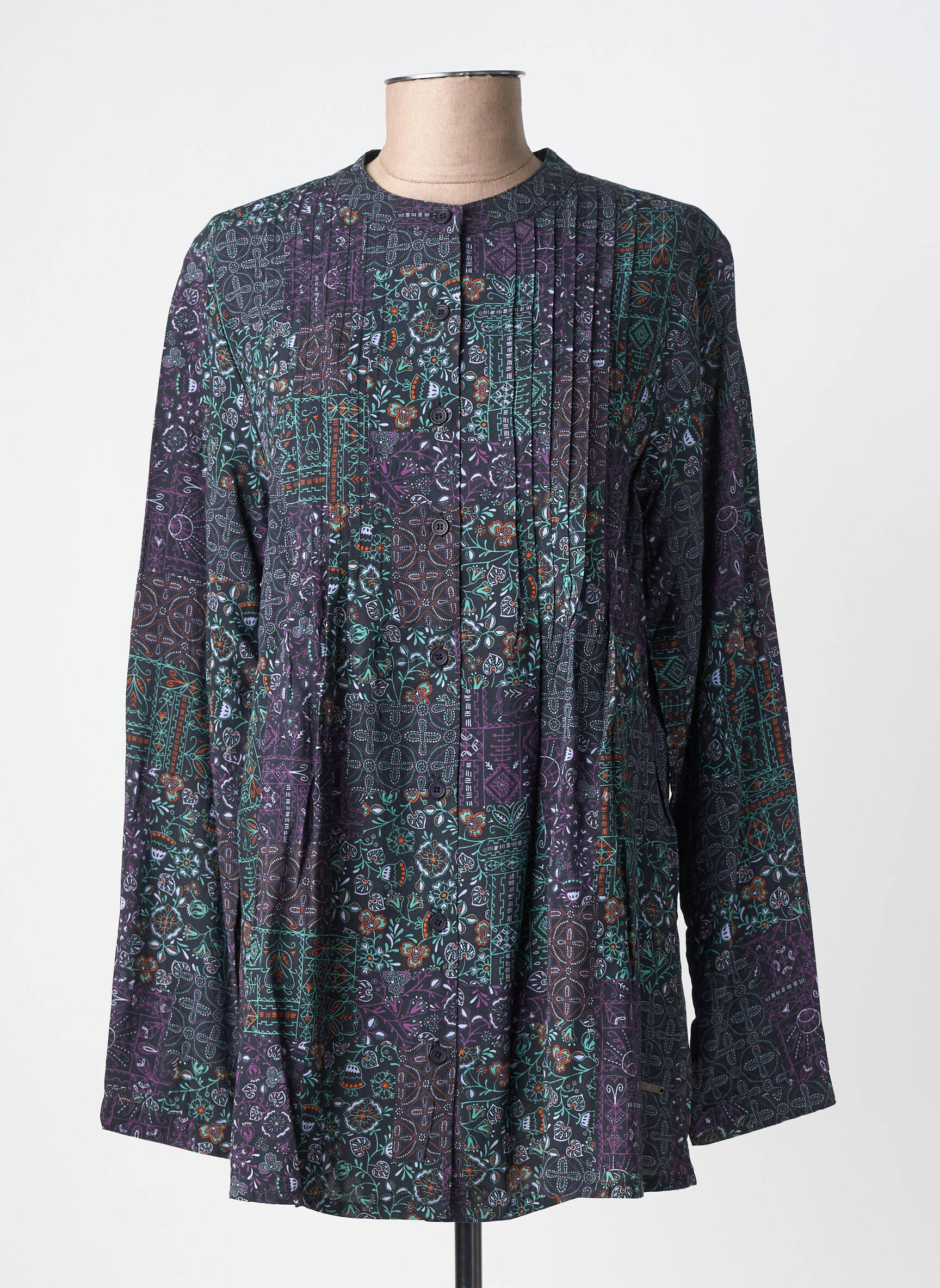 Blouse tissage popeline manches longues noir AGATHE & LOUISE femme