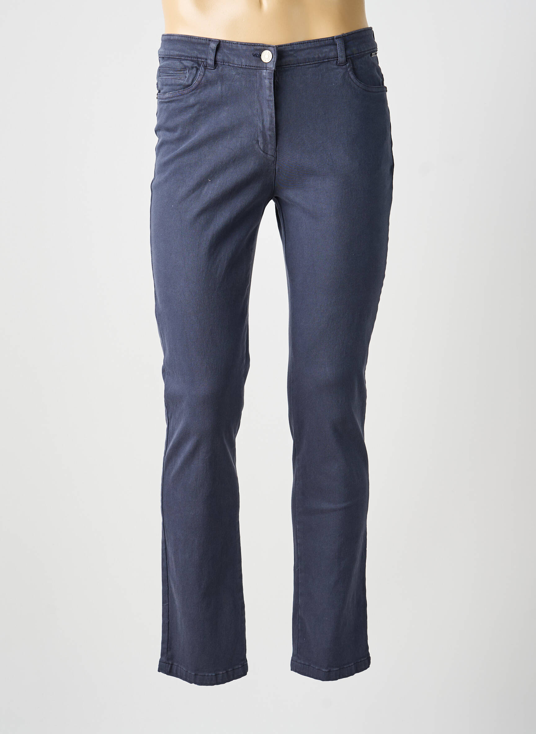 Pantalon slim tissage popeline taille normale gris AGATHE & LOUISE femme