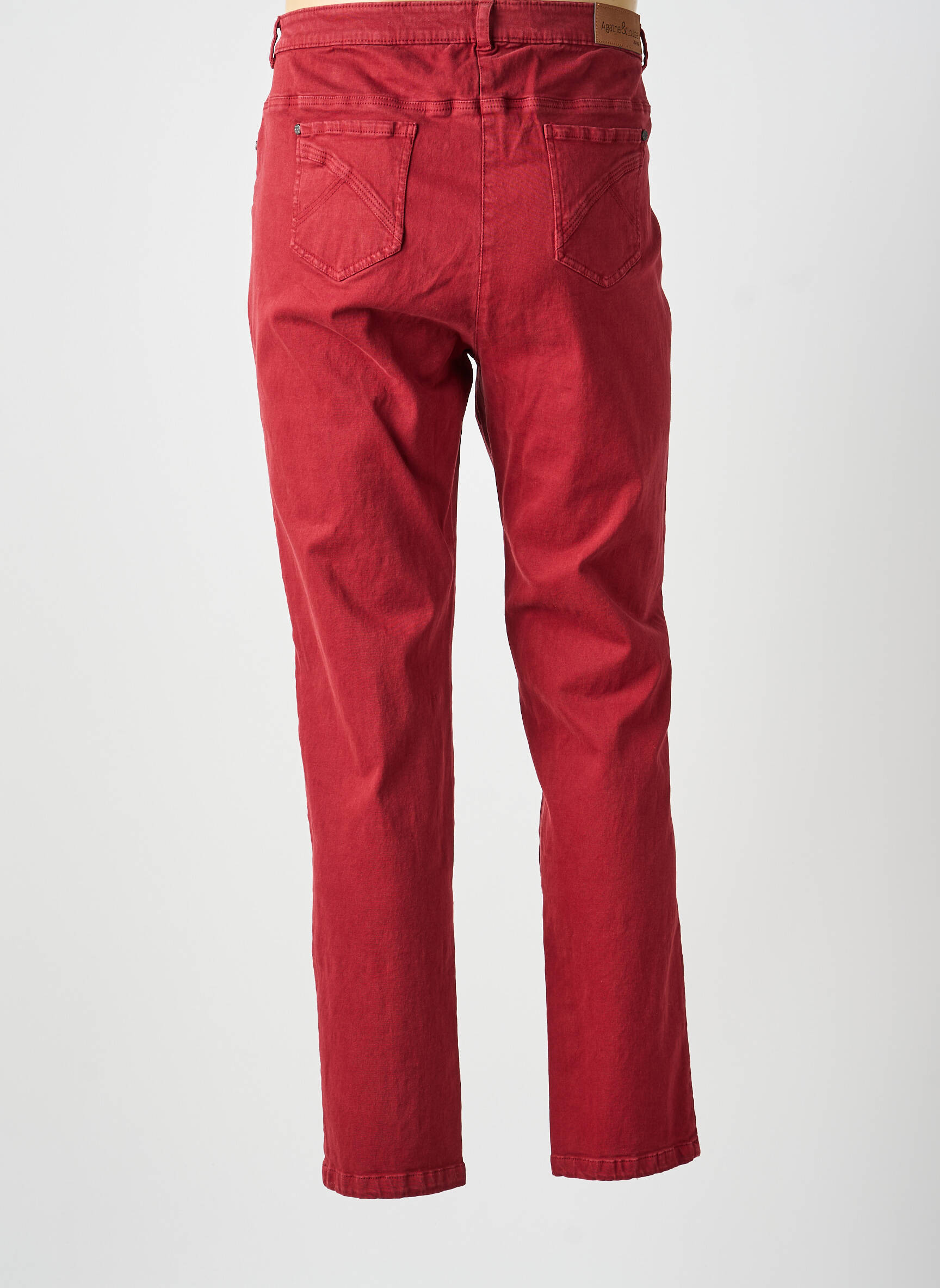Pantalon slim tissage popeline taille normale rouge AGATHE & LOUISE femme
