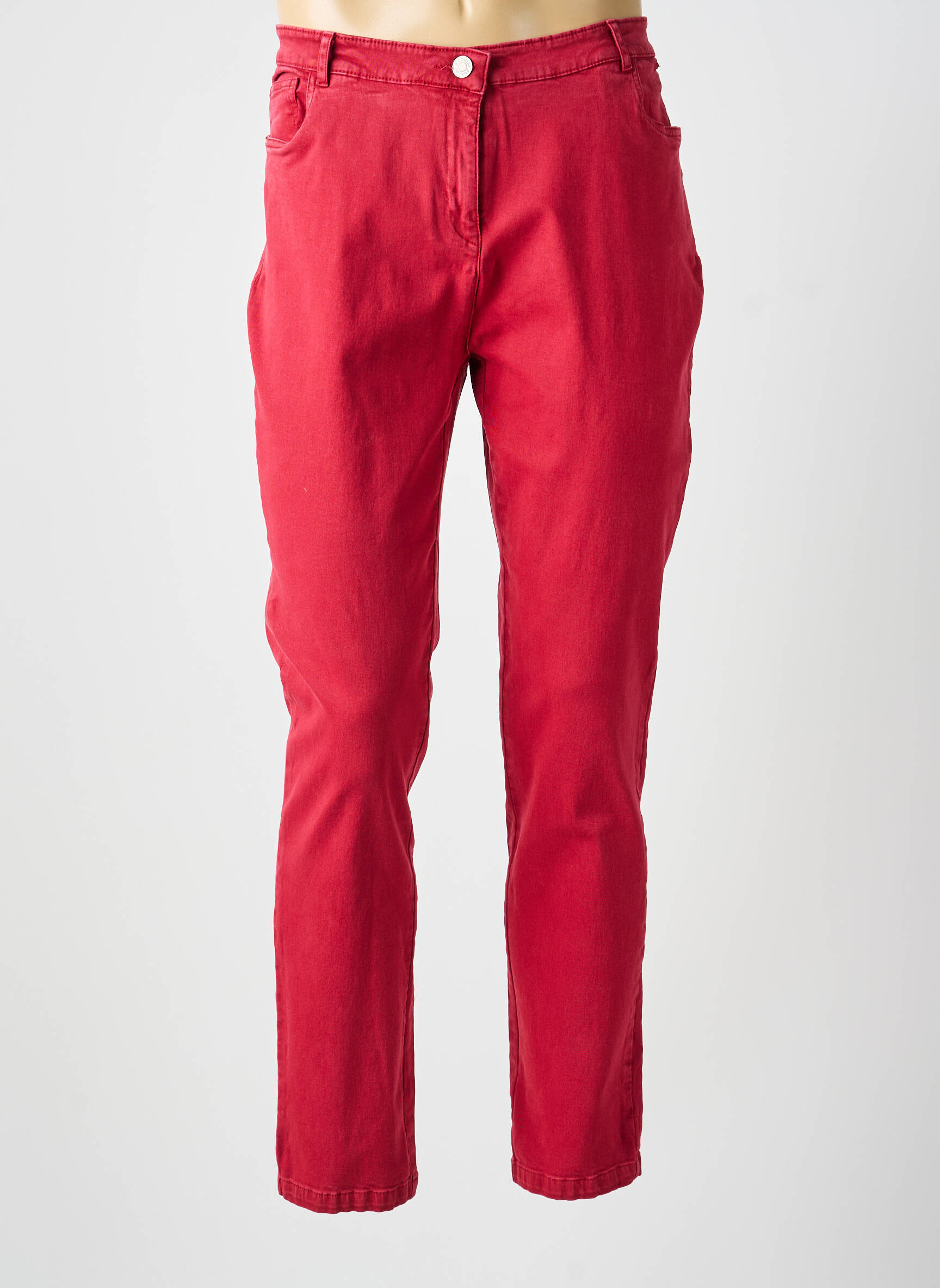 Pantalon droit stretch taille normale rouge AGATHE & LOUISE femme