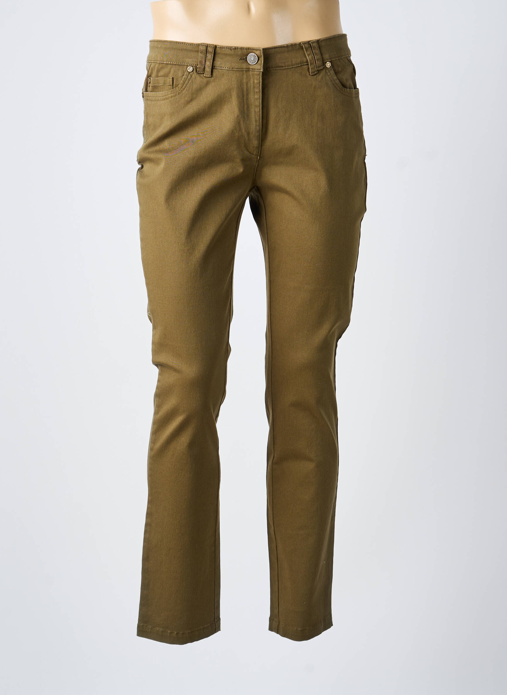 Pantalon droit stretch taille normale vert AGATHE & LOUISE femme