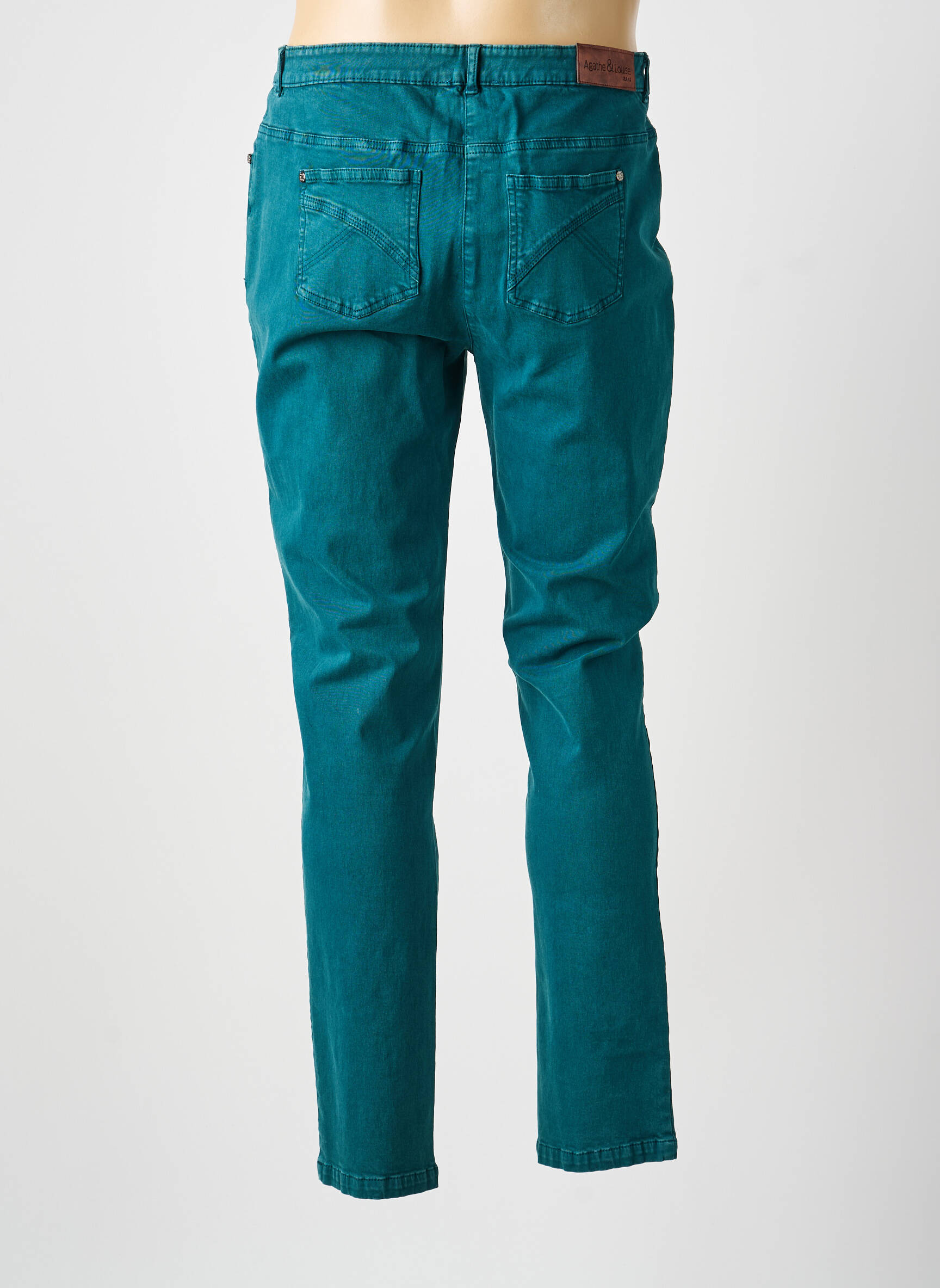 Pantalon droit stretch taille normale bleu AGATHE & LOUISE femme