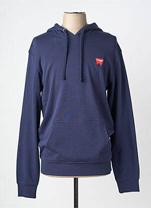 Sweat-shirt à capuche sérigraphie floquée manches longues bleu WRANGLER homme