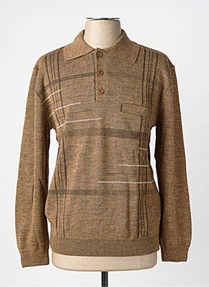Pull col polo manches longues marron 20/20 homme