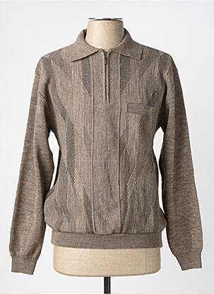 Pull col polo manches longues marron 20/20 homme