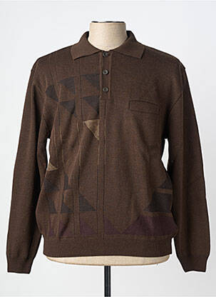 Pull col polo manches longues marron 20/20 homme