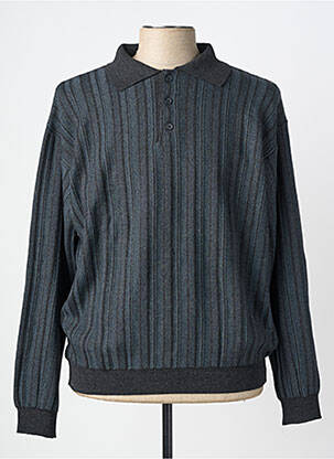 Pull col polo manches longues gris GUY DE BERAC homme