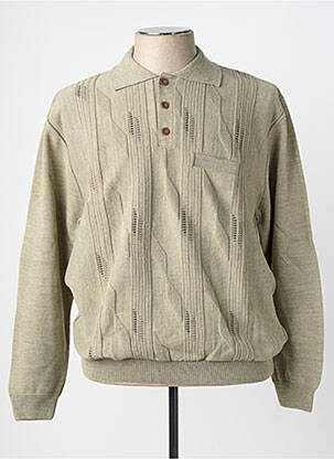 Pull col polo manches longues vert 20/20 homme