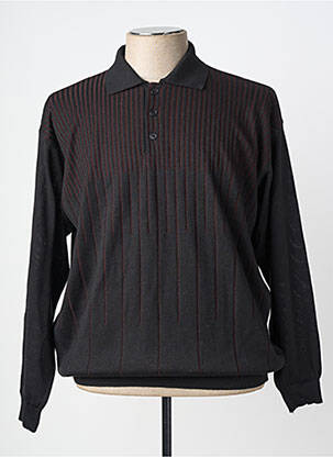 Pull col polo manches longues noir GUY DE BERAC homme