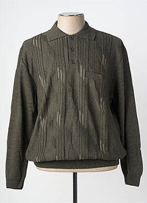 Pull col polo manches longues vert 20/20 homme