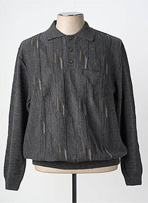 Pull col polo manches longues gris 20/20 homme