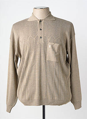 Pull col polo manches longues beige GRIFFON homme