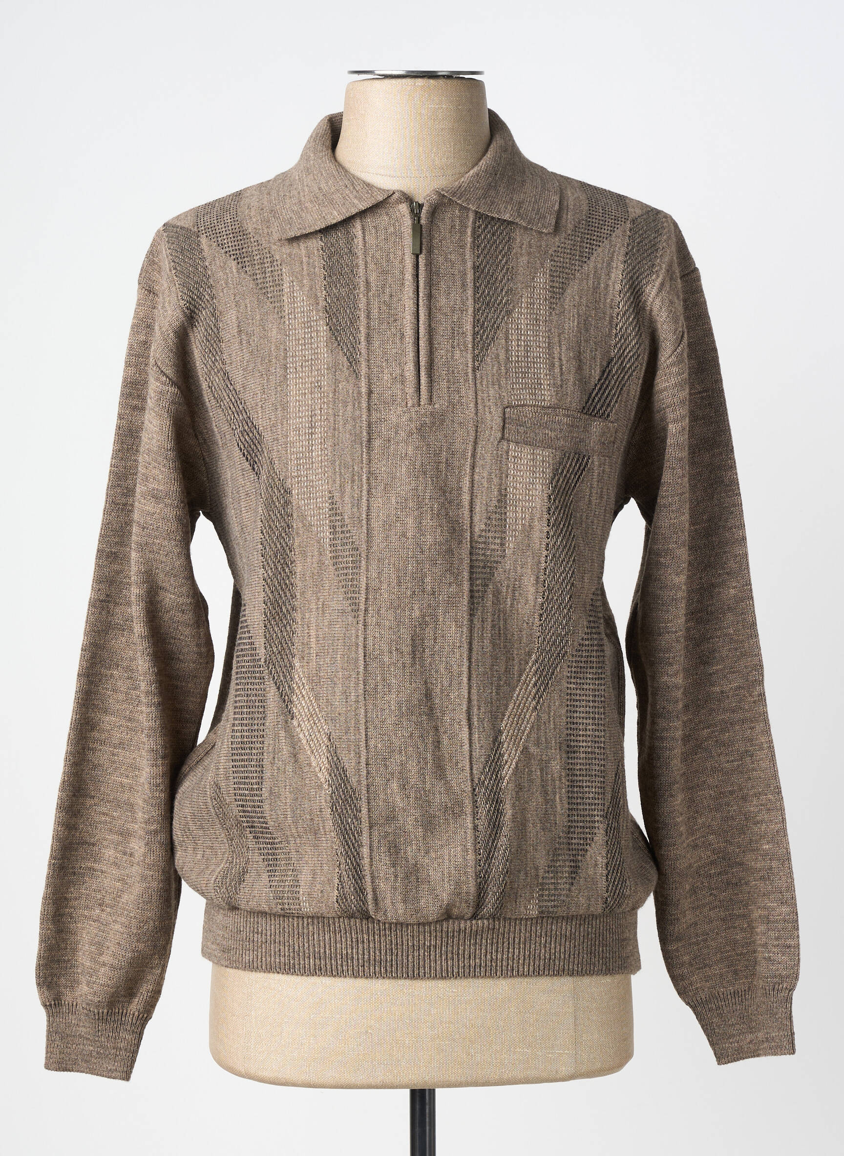 Pull col polo manches longues marron 20/20 homme