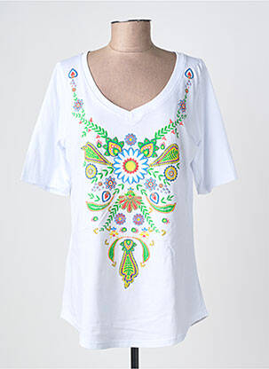 T-shirt sérigraphie floquée manches courtes blanc SOPHIA femme