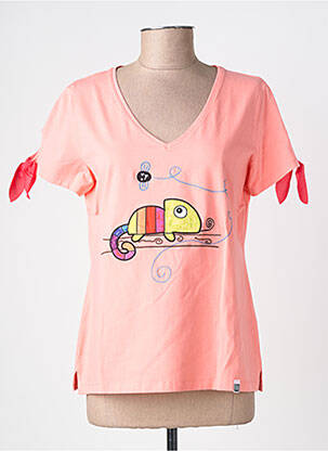 T-shirt col v manches courtes rose NOOS NOOS femme