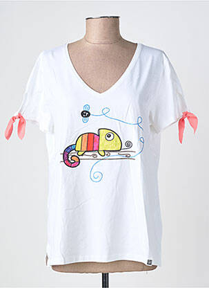 T-shirt col v manches courtes blanc NOOS NOOS femme