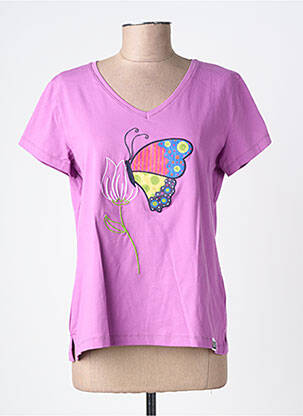 T-shirt col v manches courtes violet NOOS NOOS femme
