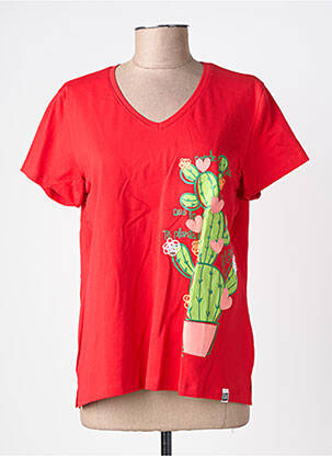 T-shirt sérigraphie floquée manches courtes rouge NOOS NOOS femme