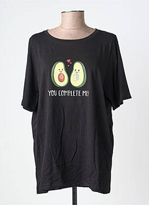 T-shirt sérigraphie floquée manches courtes noir SOPHIA femme