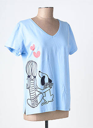 T-shirt sérigraphie floquée manches courtes bleu NOOS NOOS femme