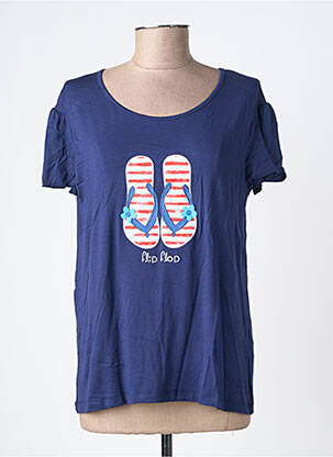T-shirt stretch manches courtes bleu TRES BOUTONS femme