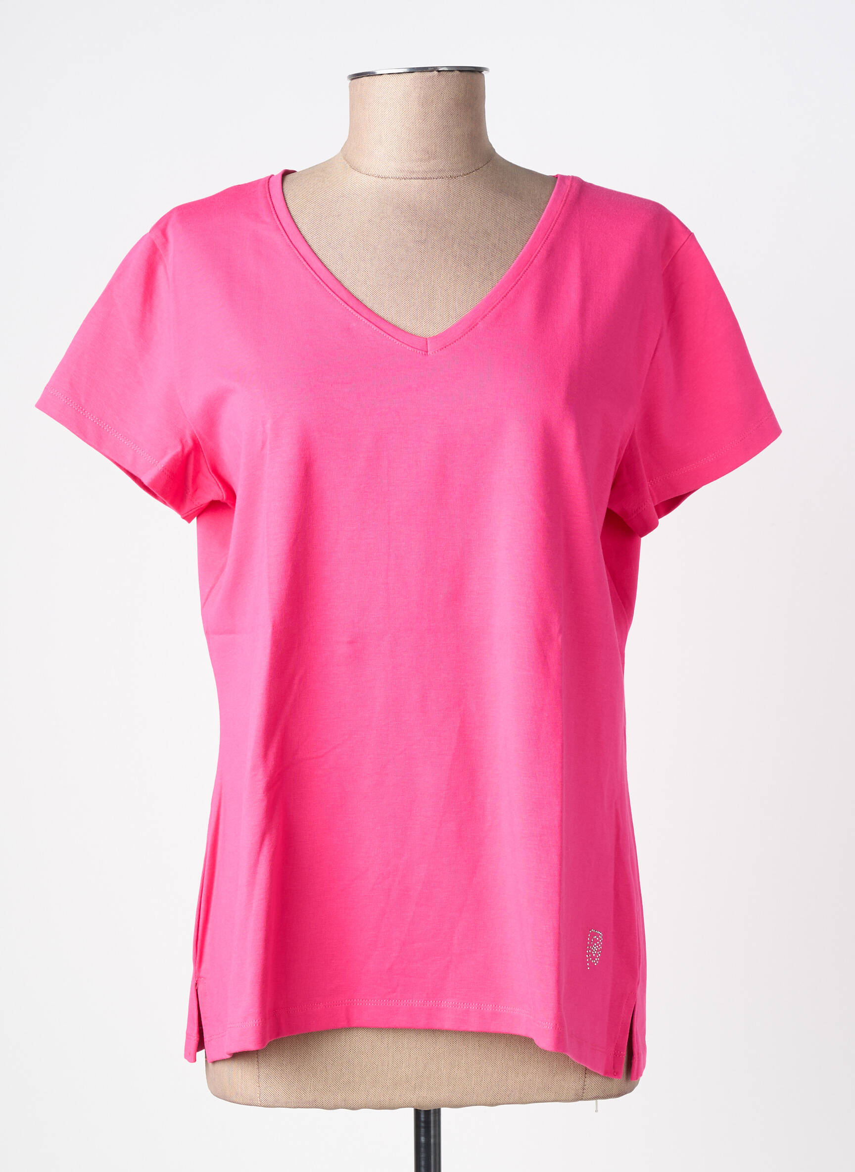 T-shirt col v manches courtes rose NOOS NOOS femme
