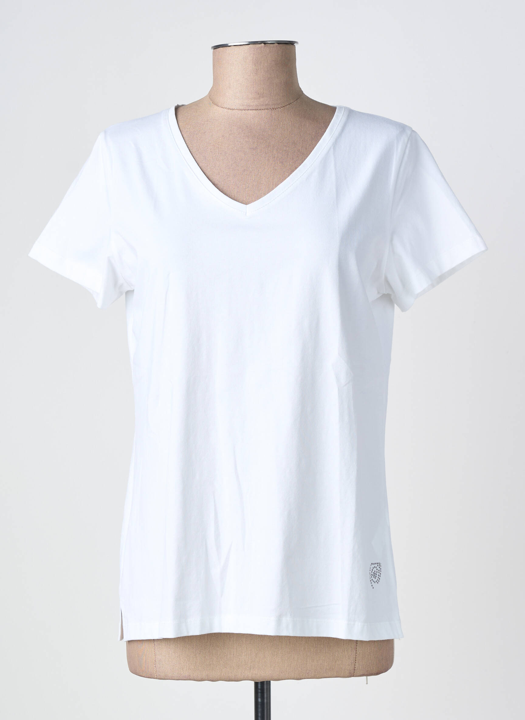 T-shirt col v manches courtes blanc NOOS NOOS femme