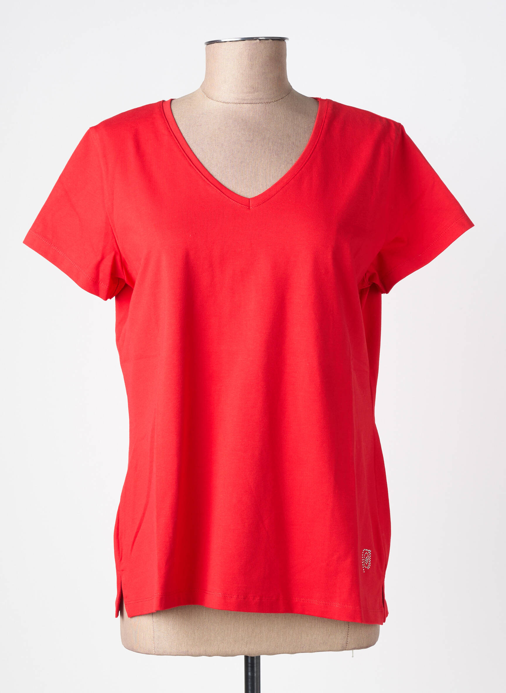 T-shirt col v manches courtes rouge NOOS NOOS femme