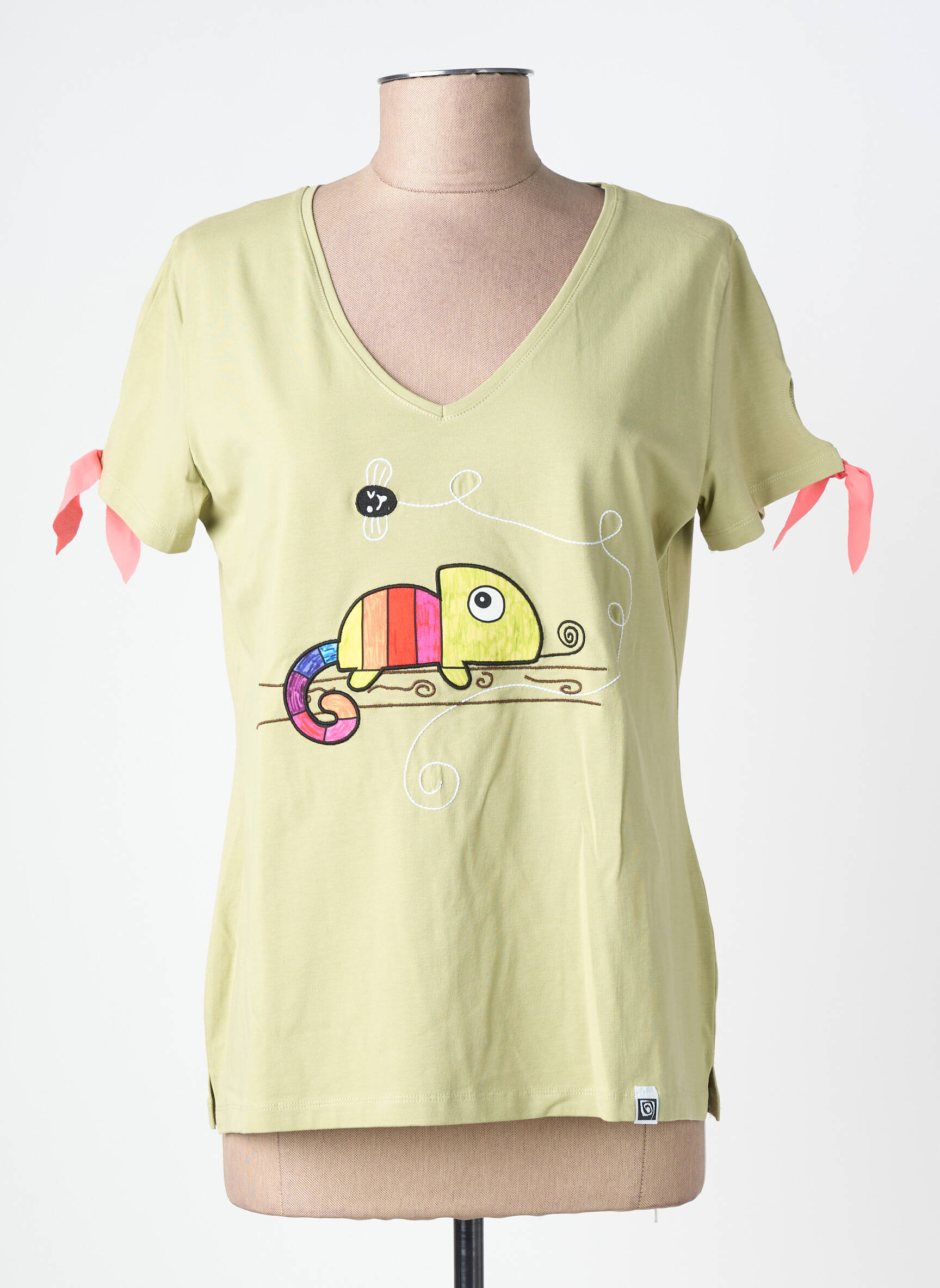 T-shirt col v manches courtes vert NOOS NOOS femme