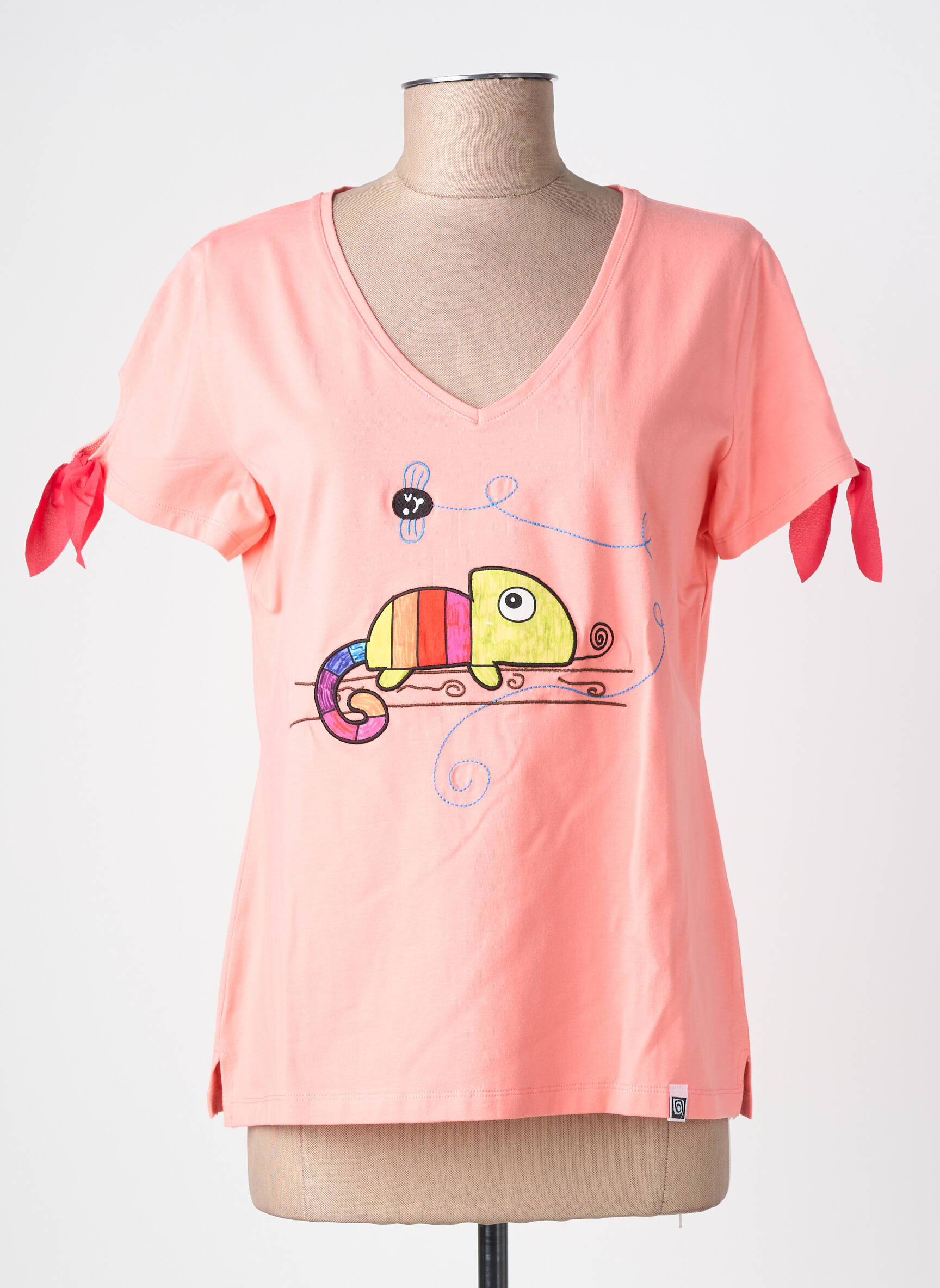 T-shirt col v manches courtes rose NOOS NOOS femme