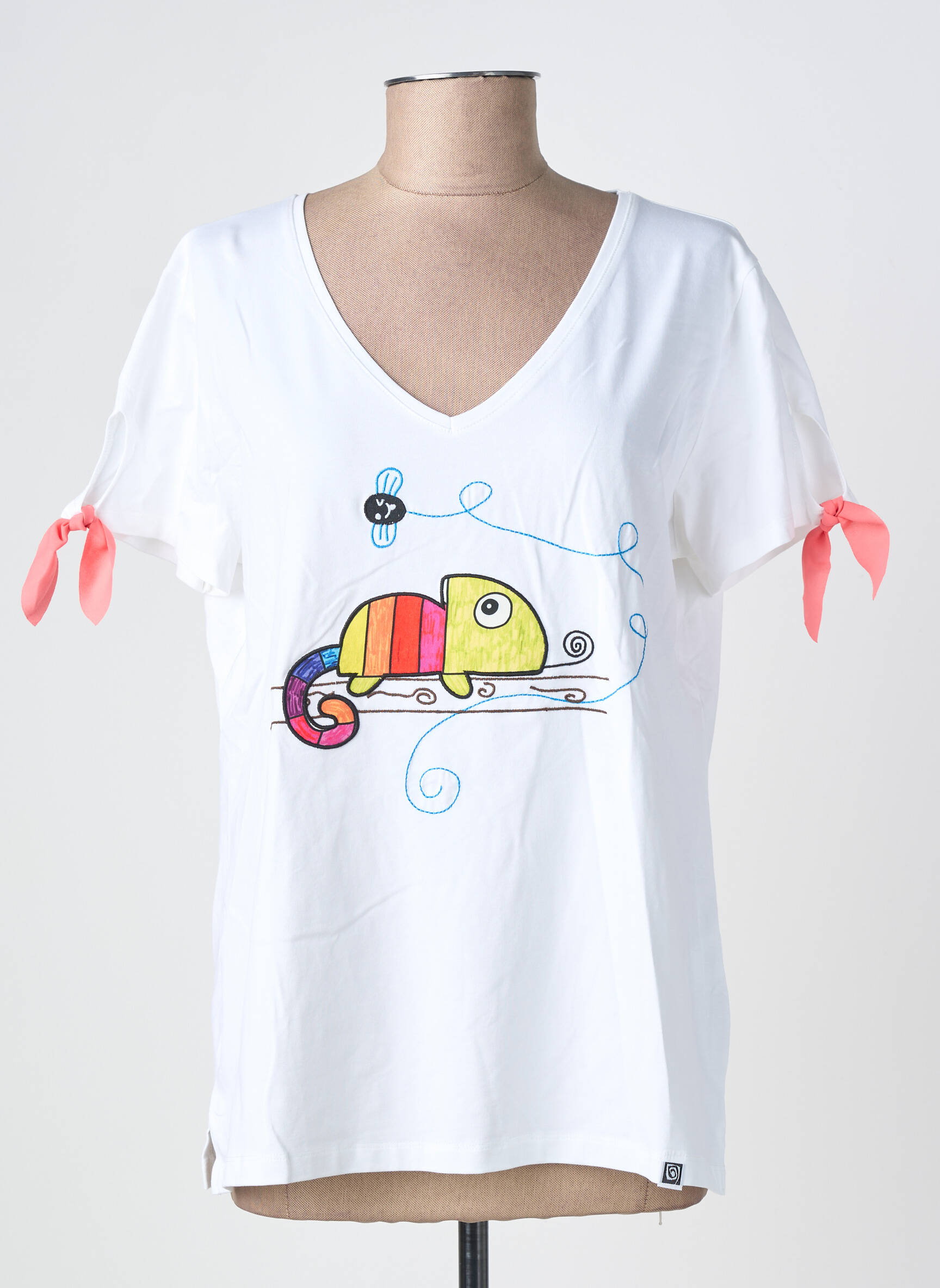 T-shirt col v manches courtes blanc NOOS NOOS femme
