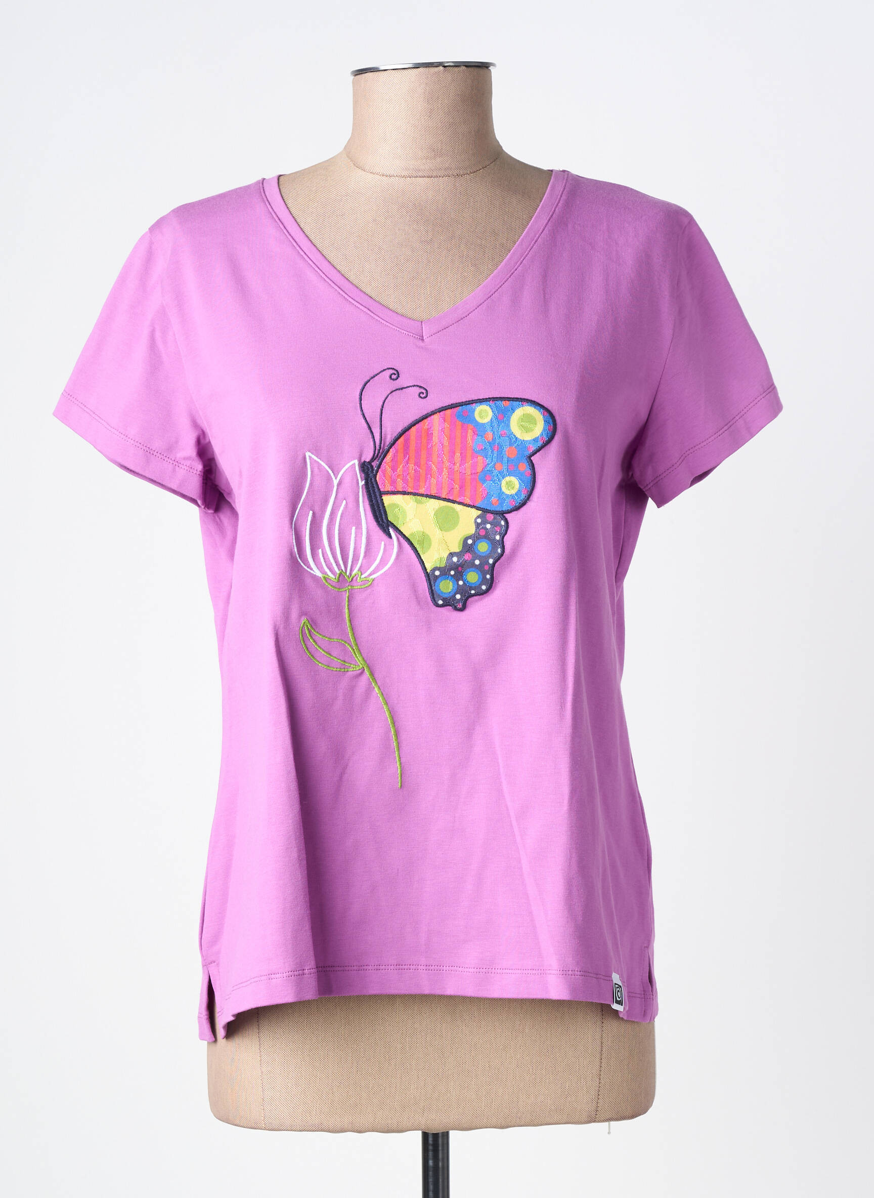 T-shirt col v manches courtes violet NOOS NOOS femme