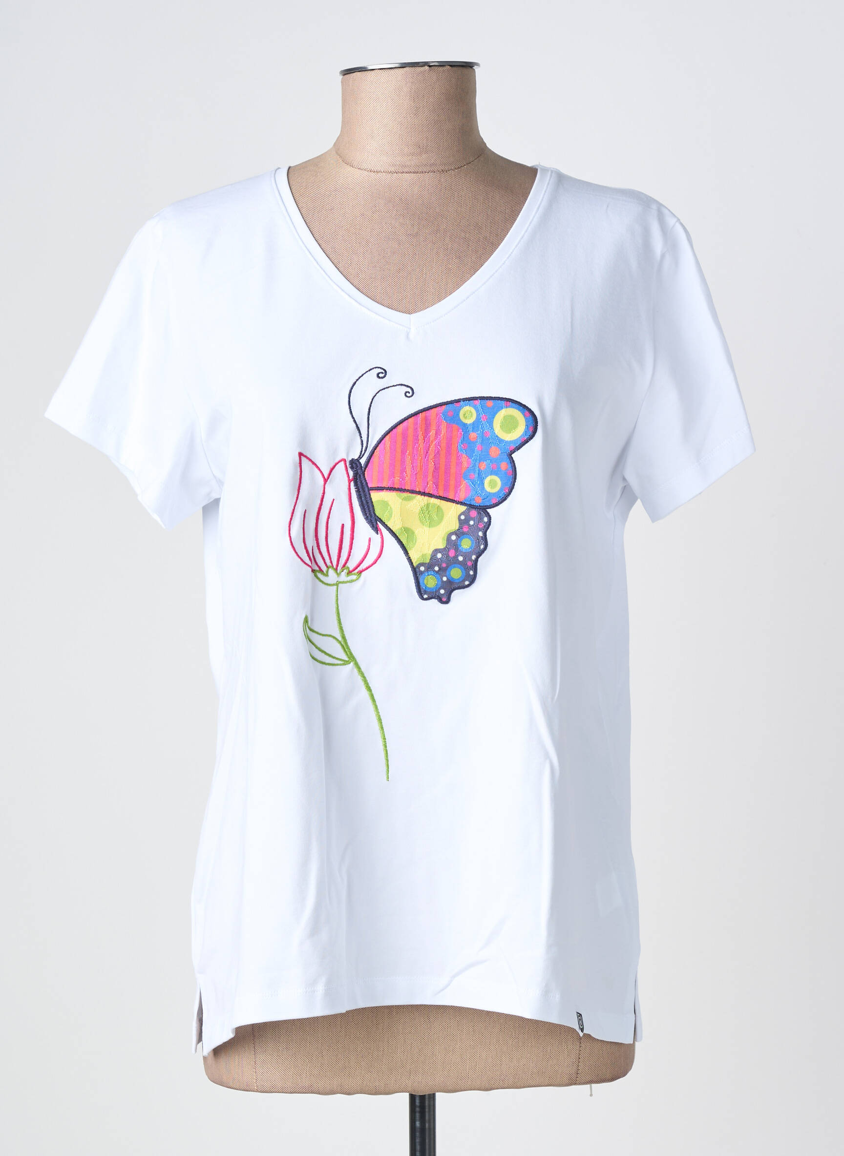 T-shirt col v manches courtes blanc NOOS NOOS femme