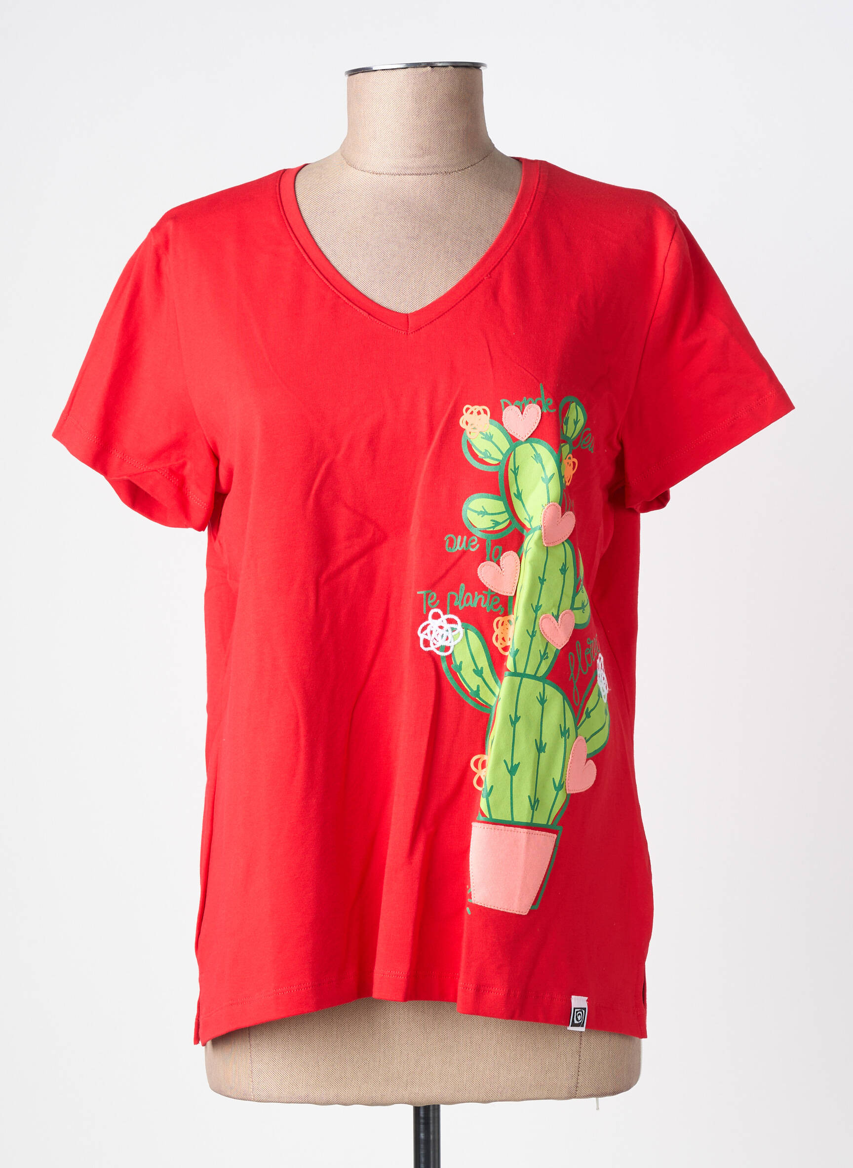 T-shirt sérigraphie floquée manches courtes rouge NOOS NOOS femme