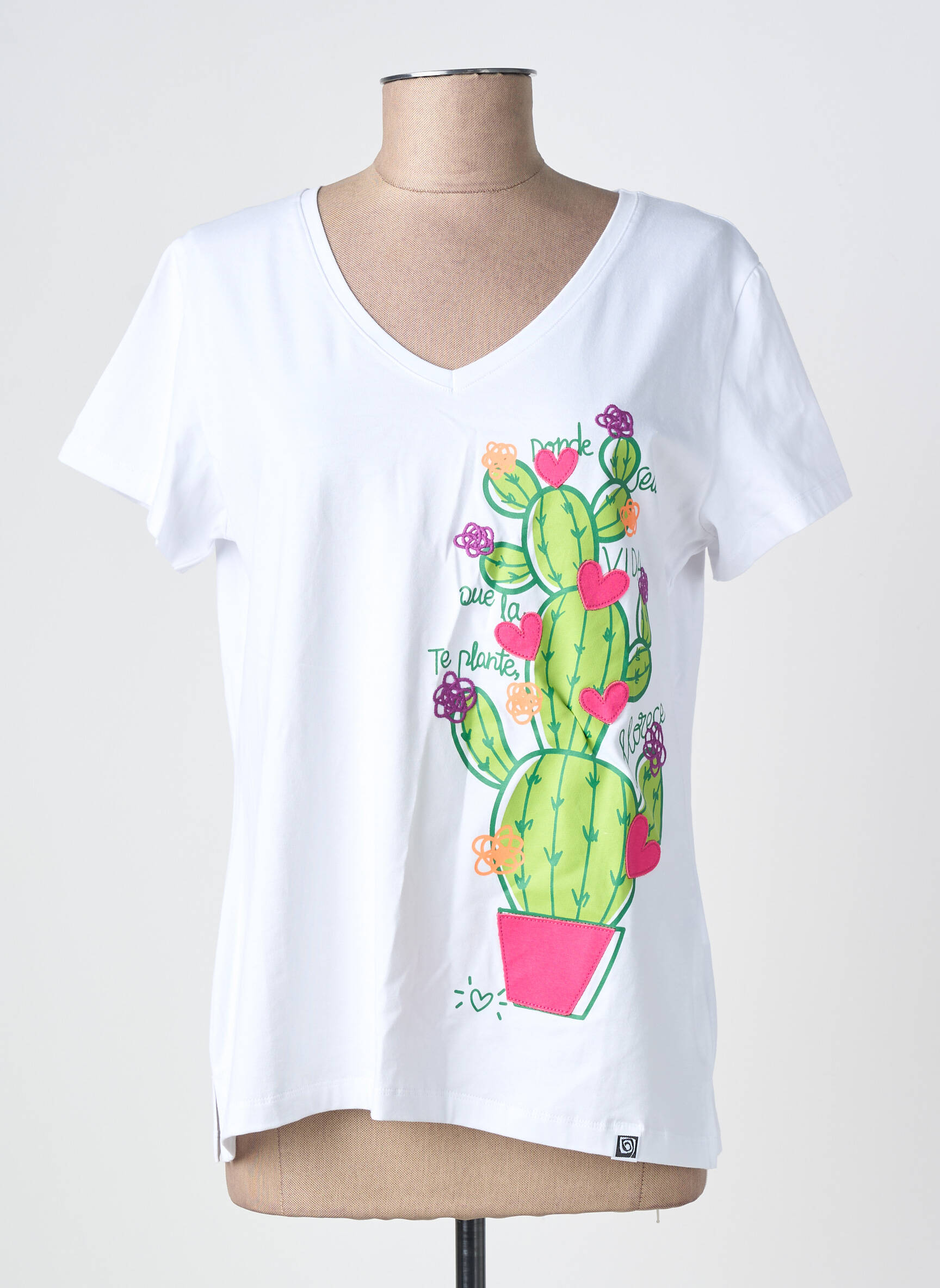 T-shirt sérigraphie floquée manches courtes blanc NOOS NOOS femme