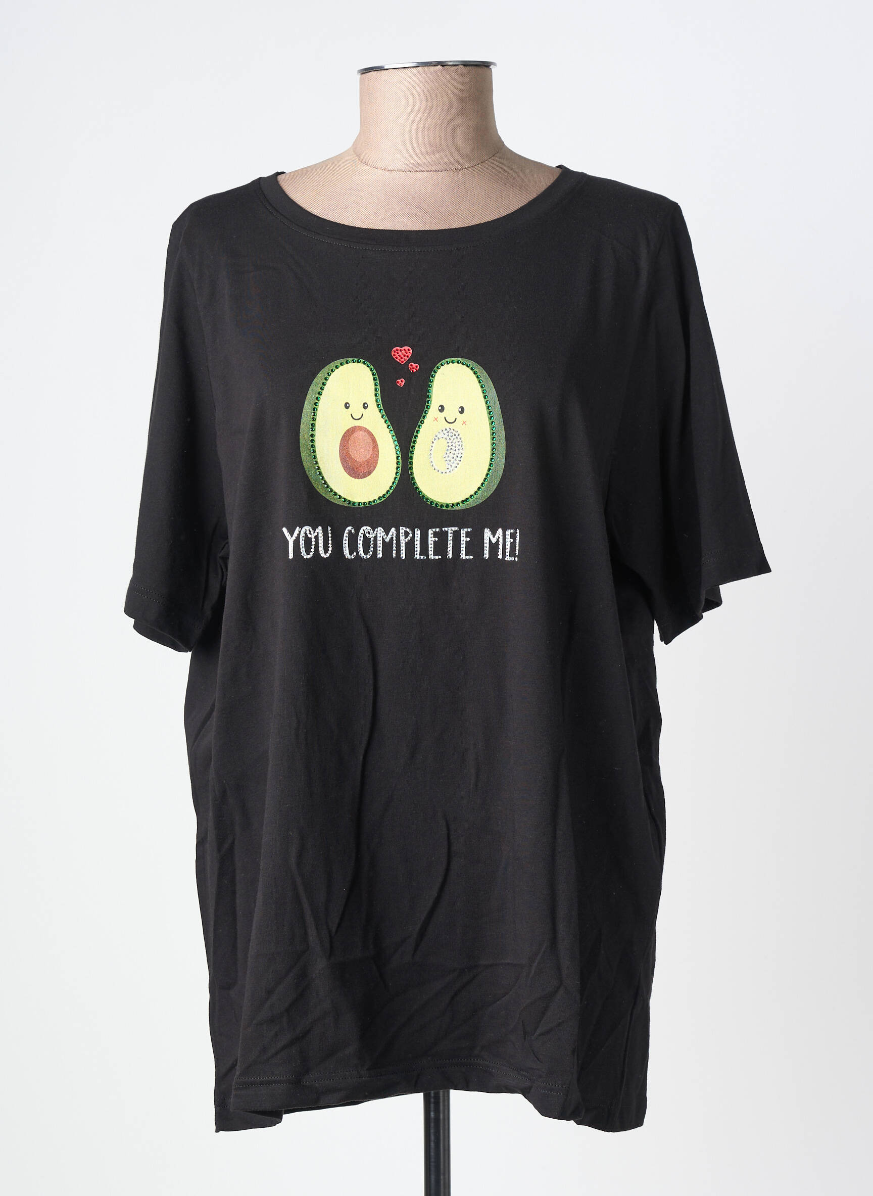 T-shirt sérigraphie floquée manches courtes noir SOPHIA femme