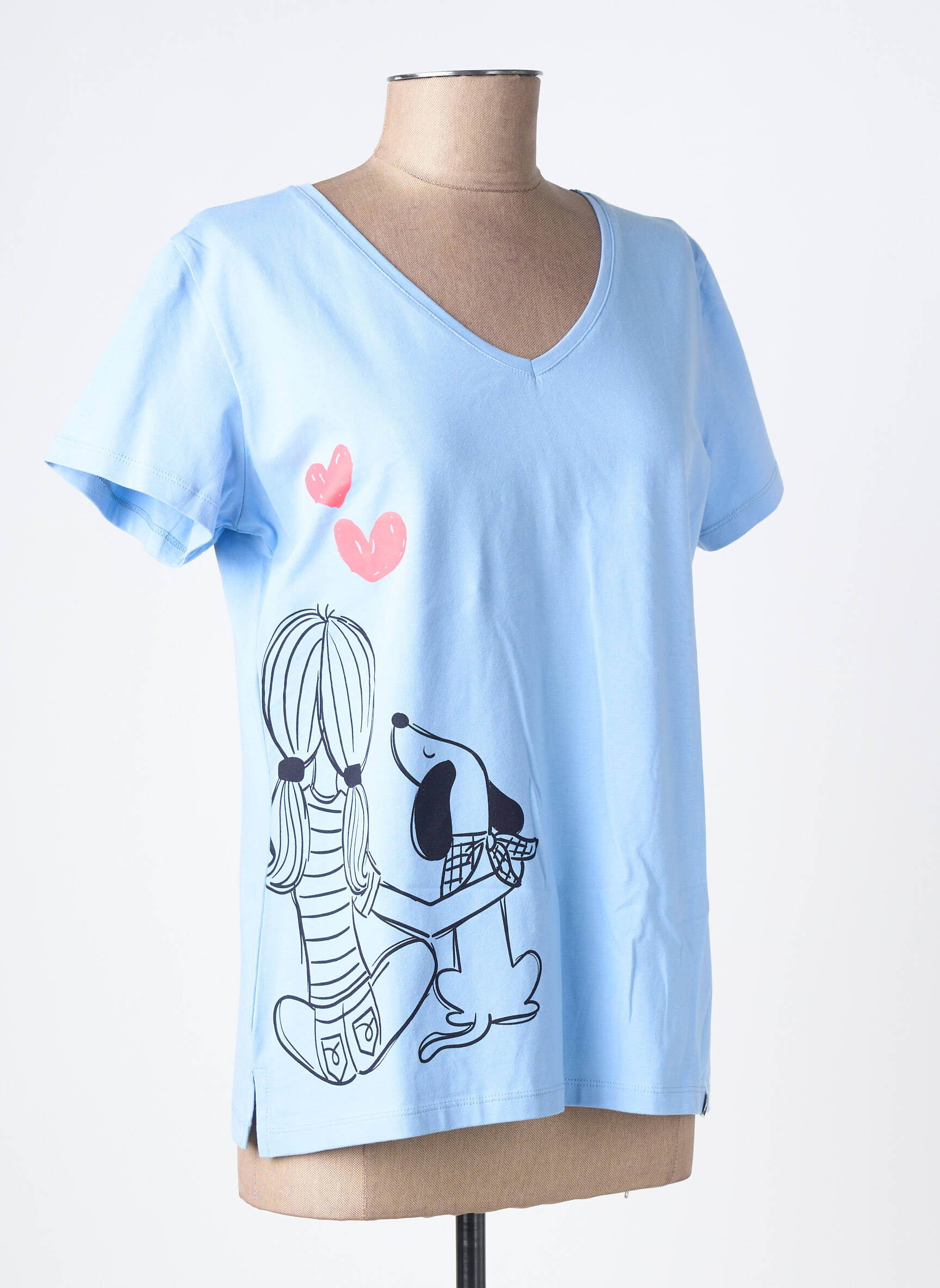 T-shirt sérigraphie floquée manches courtes bleu NOOS NOOS femme
