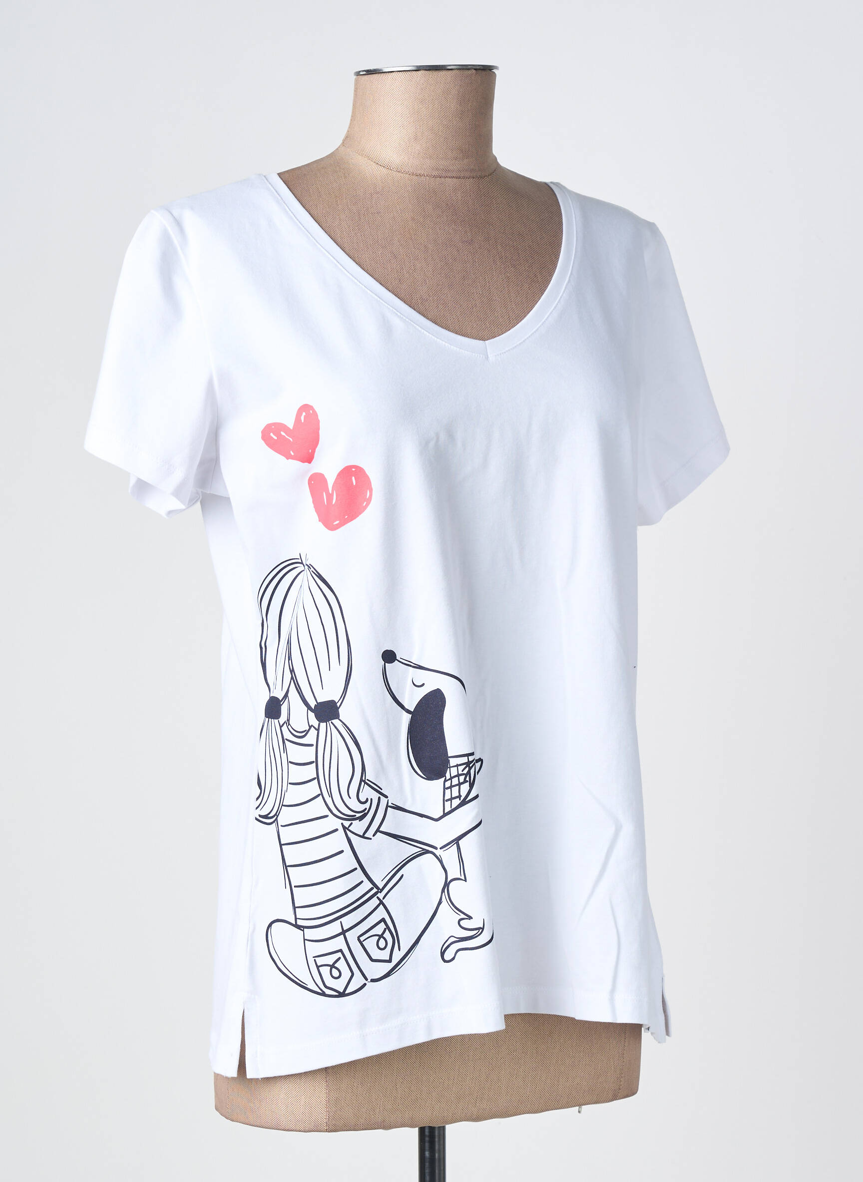 T-shirt sérigraphie floquée manches courtes blanc NOOS NOOS femme