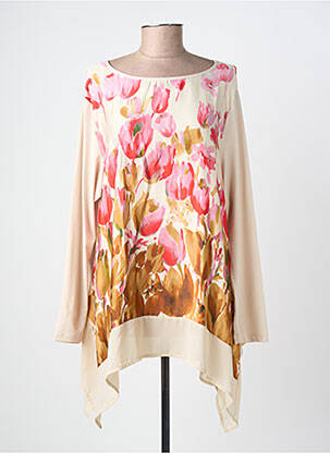 Tunique manches longues col rond beige SOPHIA femme