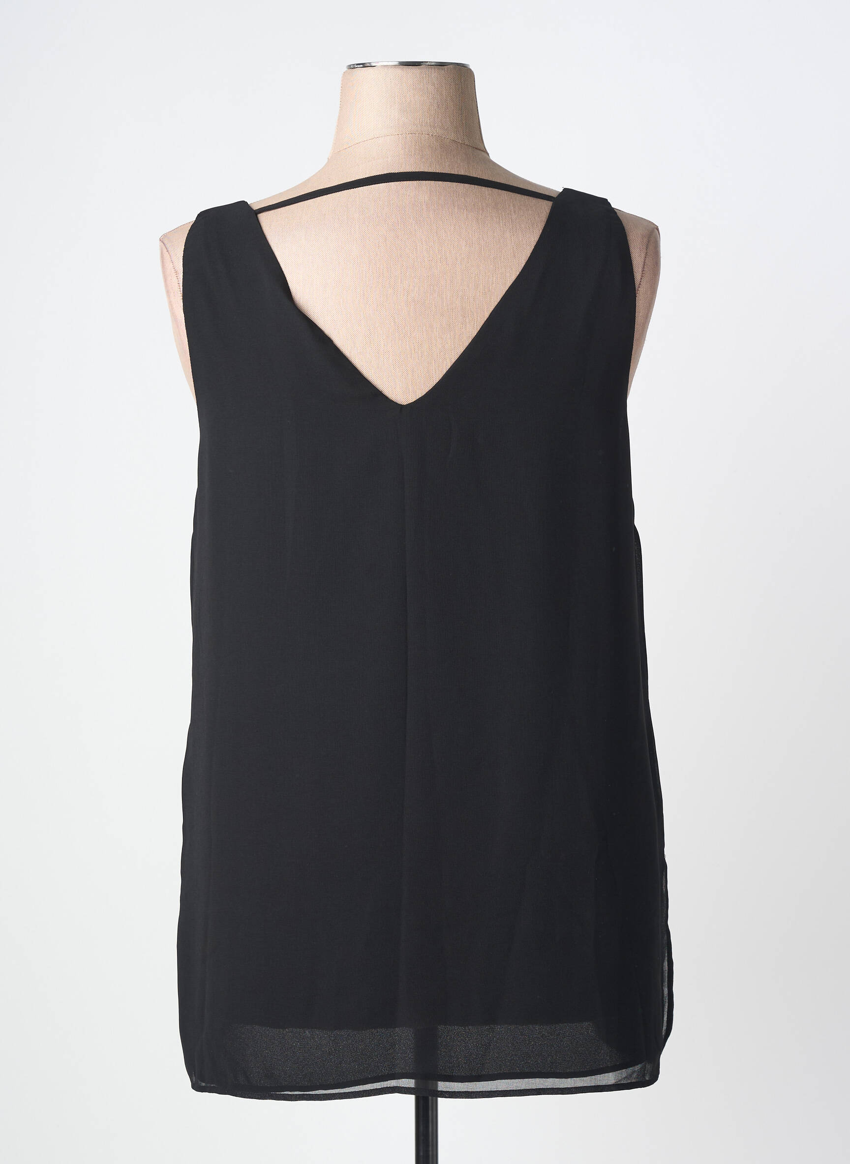 Top col v sans manche noir ELENA MIRO femme