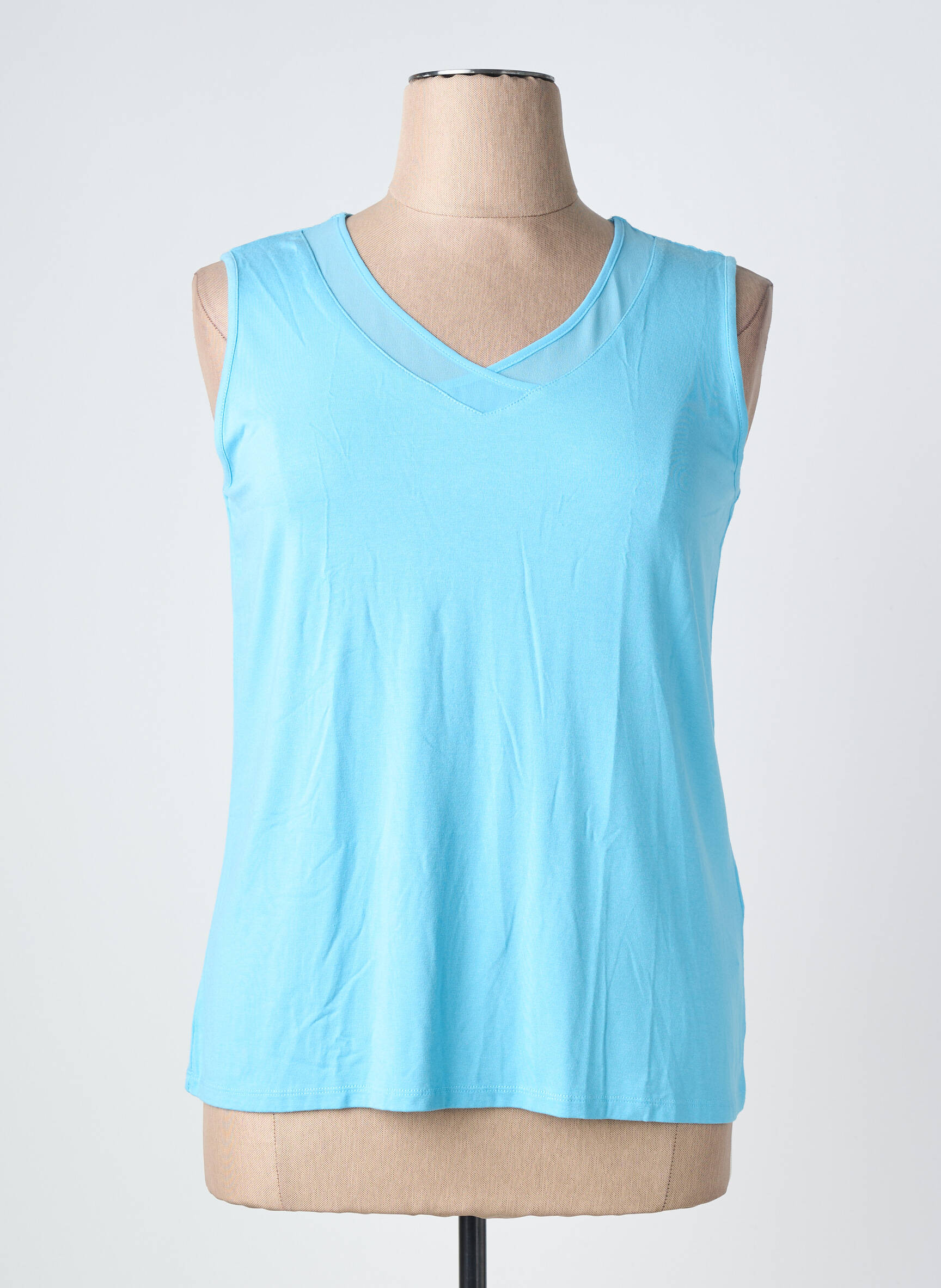 Top stretch sans manche bleu BARBARA LEBEK femme