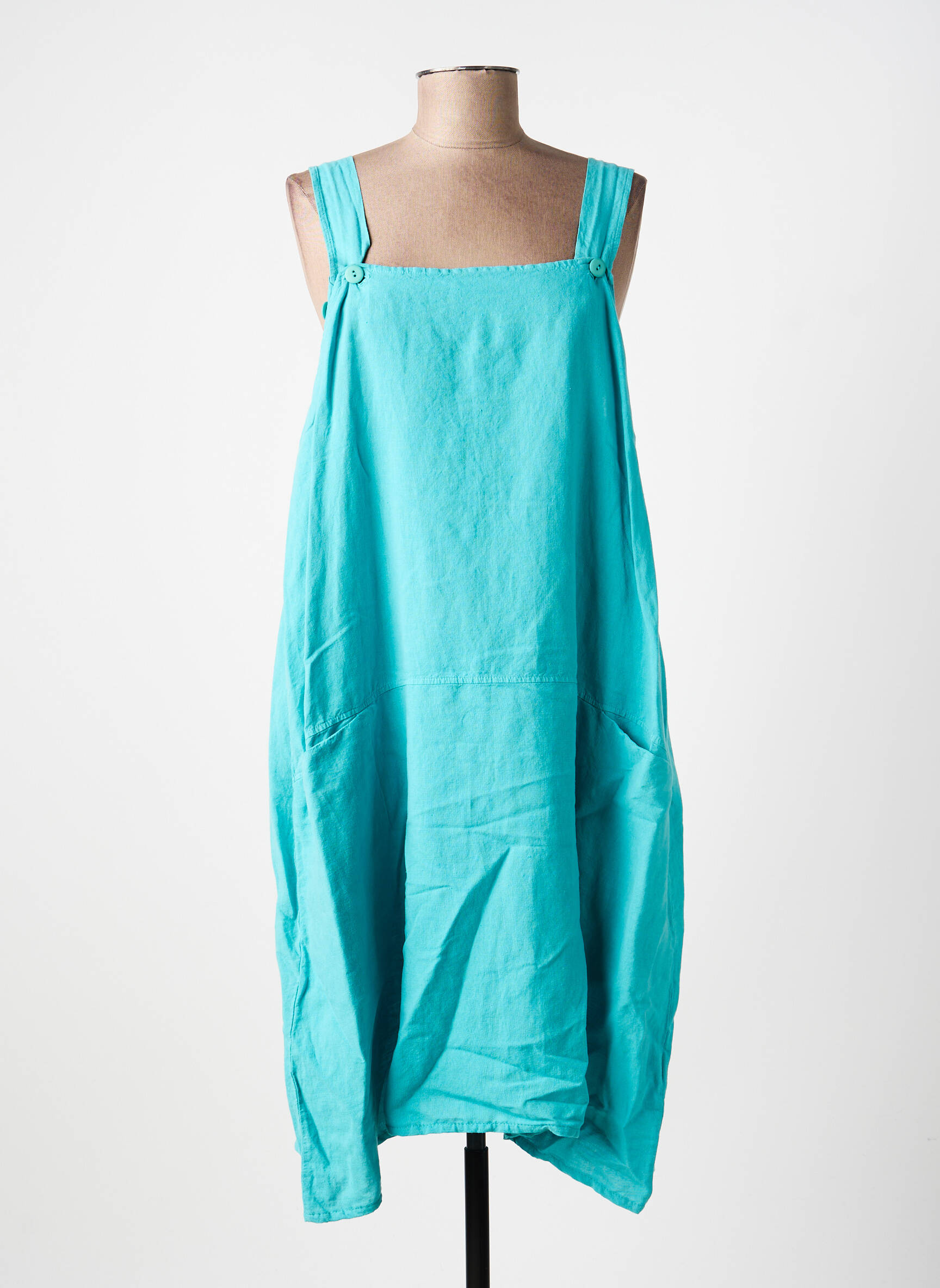 Robe mi-longue fines bretelles bleu G!OZE femme