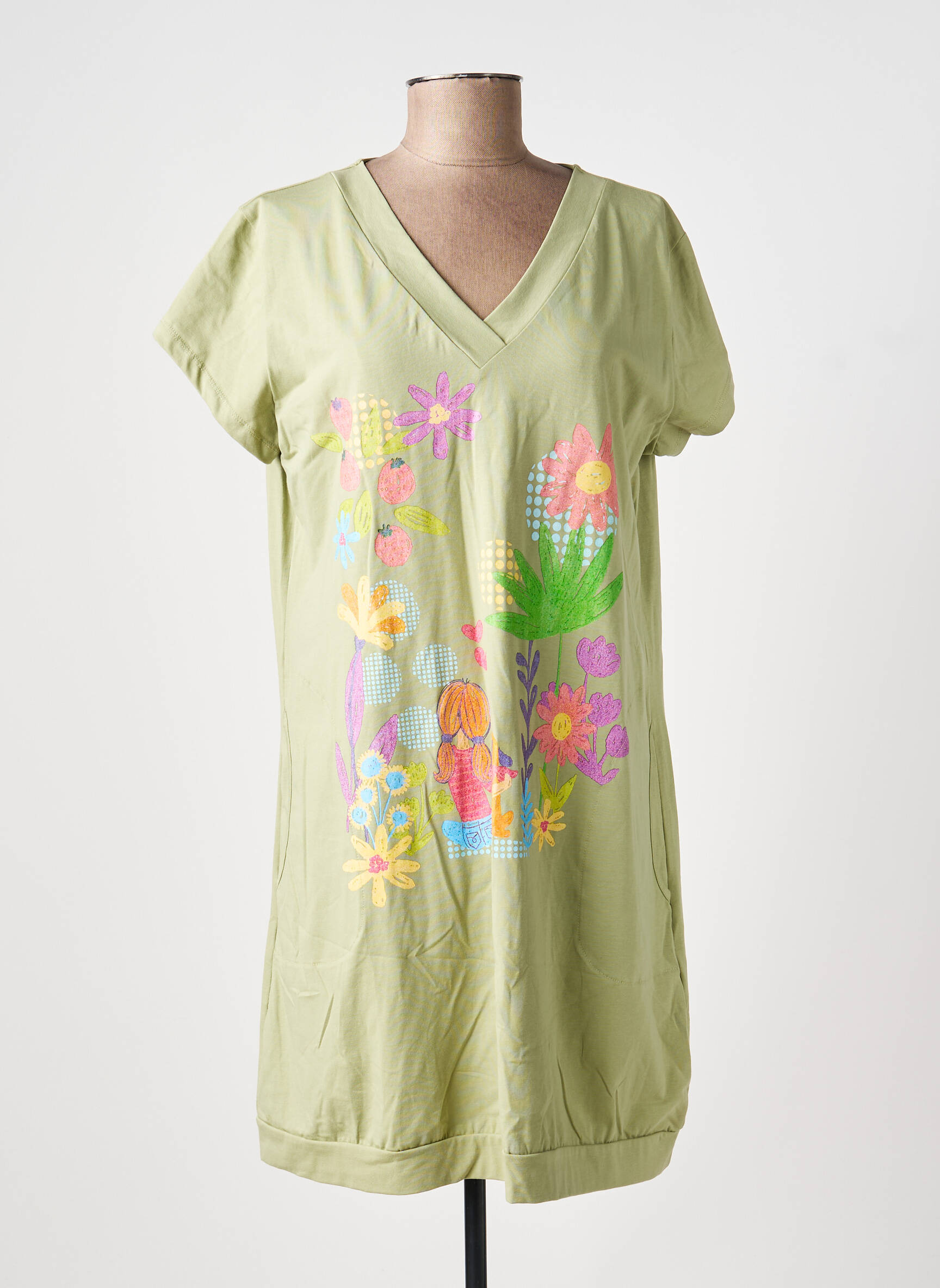 Robe courte manches courtes manches courtes vert NOOS NOOS femme