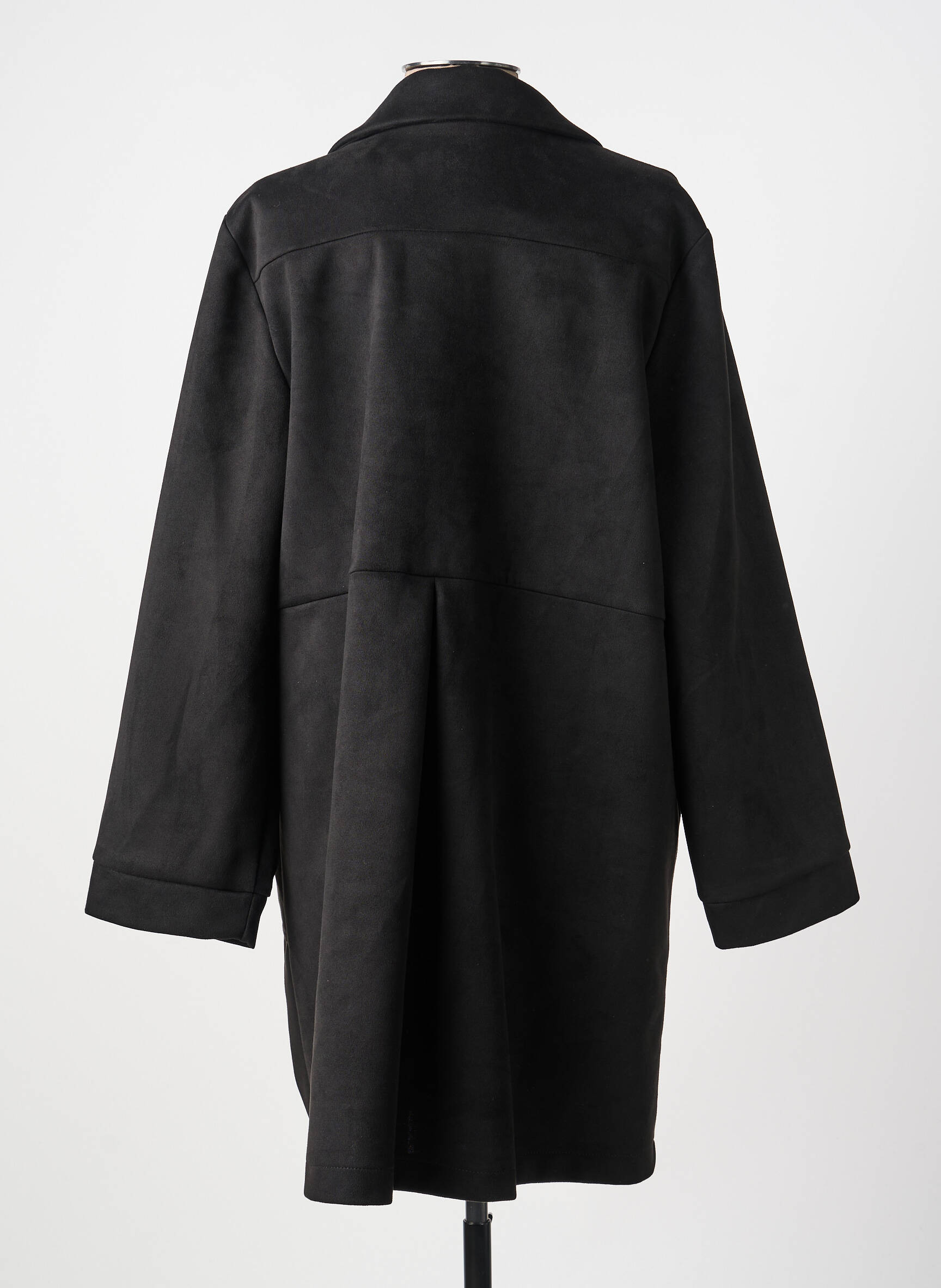 Manteau long coupe droite sans capuche noir SPG WOMAN femme