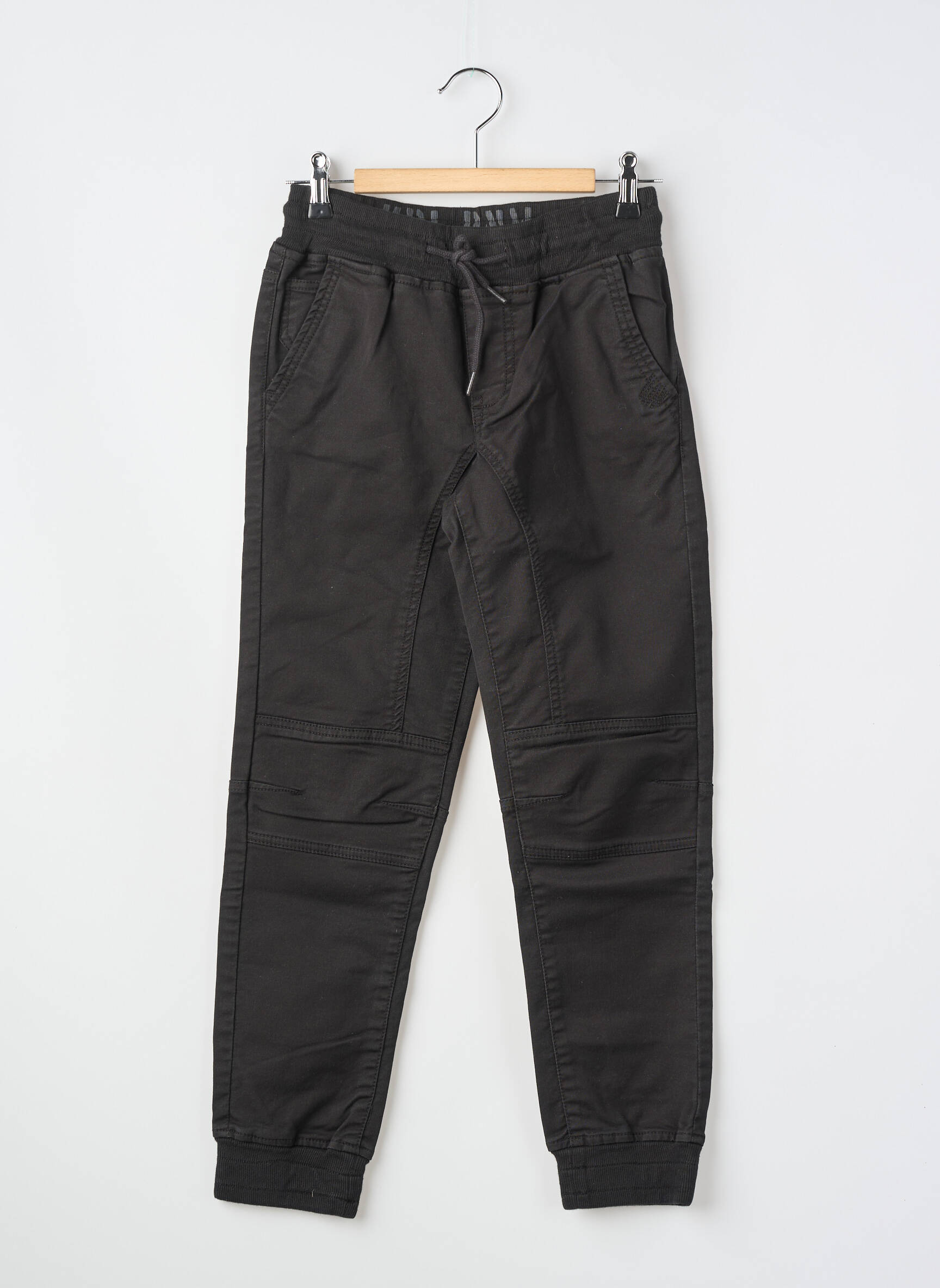 Pantalon droit poches taille élastique noir KAPORAL garçon